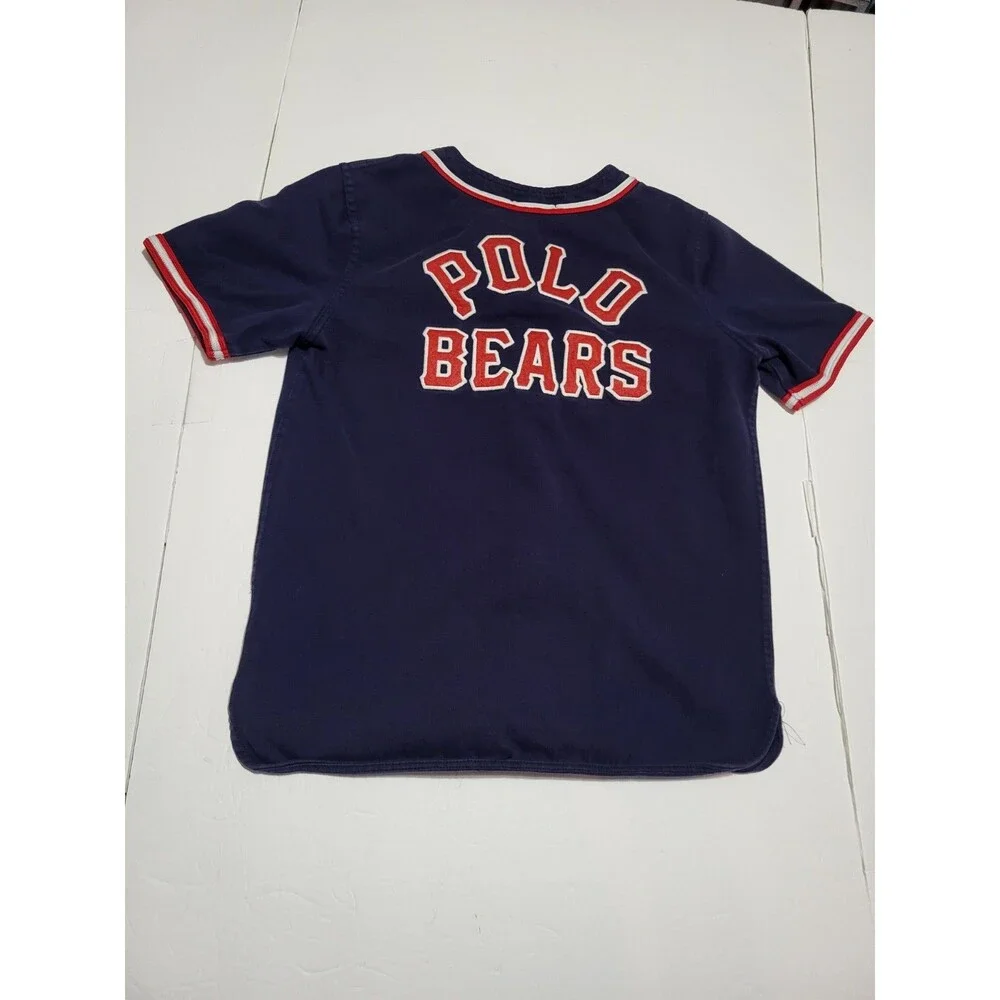 (#L1) Polo Ralph Lauren Polo Bears Jersey Shirt Blue Size Kid's M (10-12)